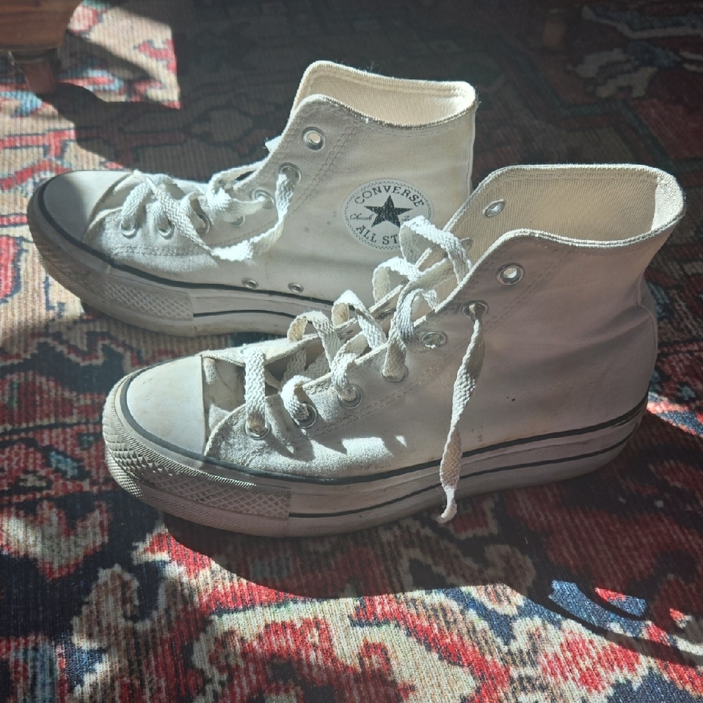 Converse Off-White High-Top Platform Sneakers